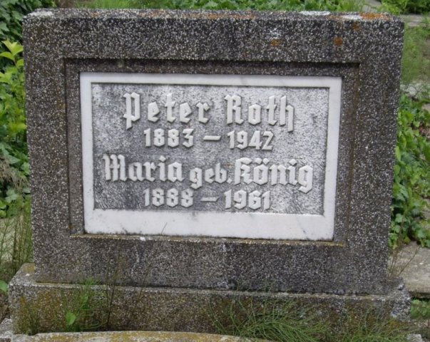 Roth Peter 1883-1942 Koenig Maria 1888-1961 Grabstein